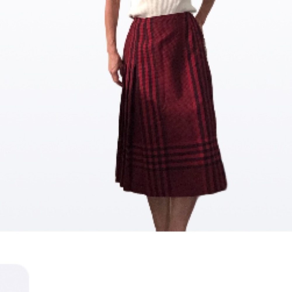 Vintage KILT Red and Black Tartan  & Houndstooth Pleated Kilt